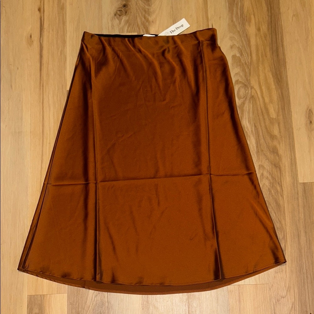 The Drop Burnt Orange A-Line Midi Skirt